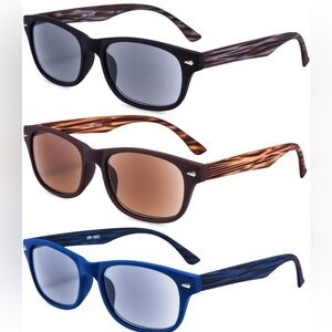 New!! 3 Pack Sunglasses Readers Outdoor Reading Glasses for Men and Women 1.50